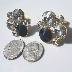 Vintage Crystal Earrings Cluster Clip on backs